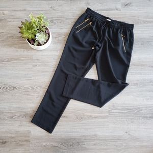 CALVIN KLEIN | Drawstring black trousers w zippers
